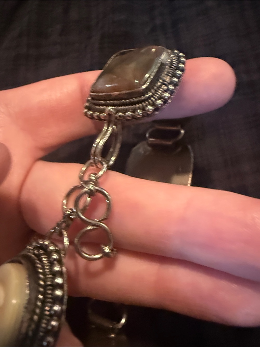 Boho Stone Link Statement Bracelet - Picture 9 of 10